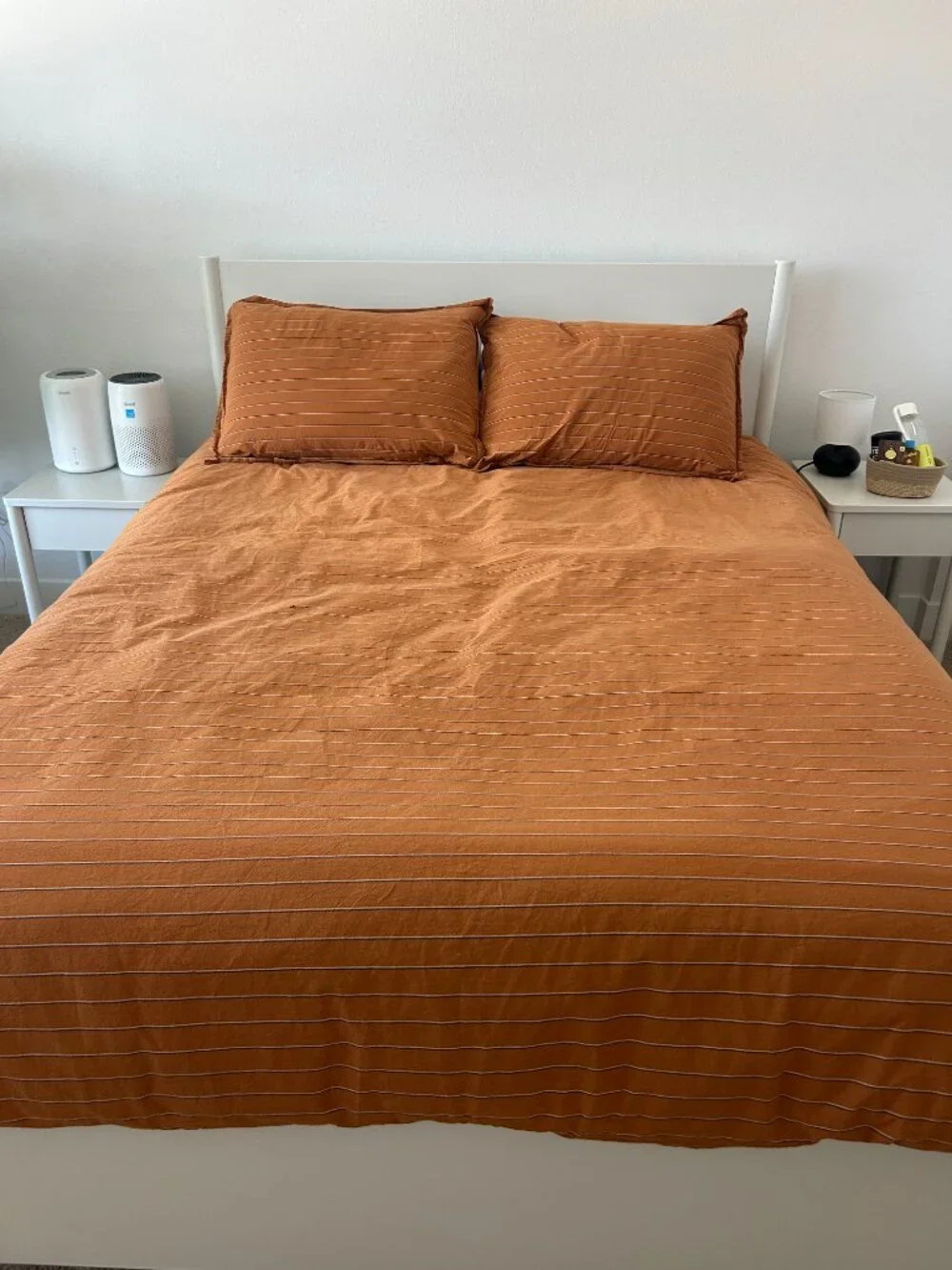 Dione Striped Chambray Cotton Duvet Cover Set | Washed Cotton Bedding